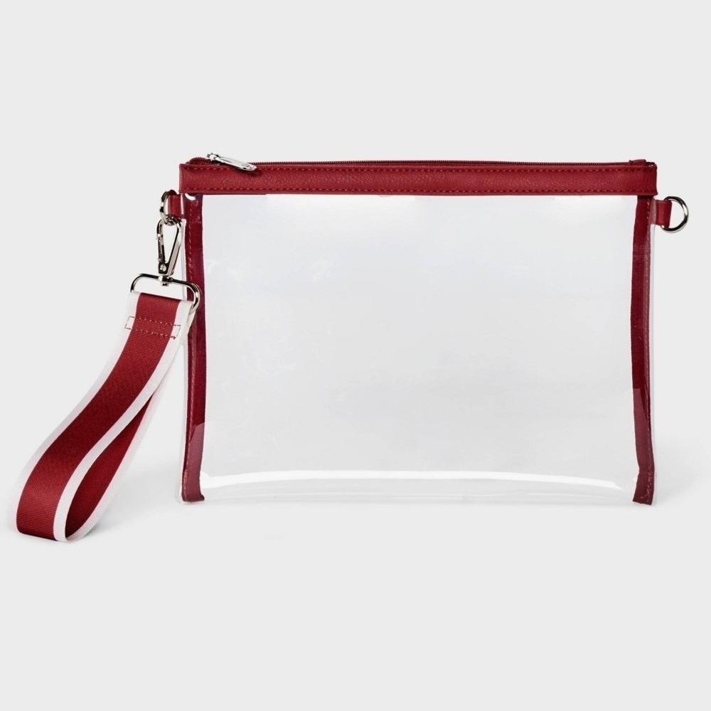 Wild Fable Clear Wristlet Clutch Bag Red Trim Game Day Stadium Approved BNWT
